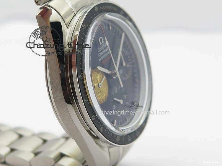 0524 Effortless Speedmaster Apollo 11 On SS Bracelet Manual Winding Chrono Movement 8225